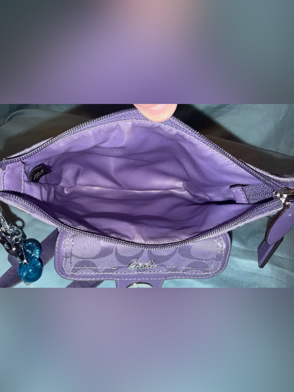 Coach Purple Signature Crossbody Zip Top Closure with Turnlock Pocket - Picture 9 of 9